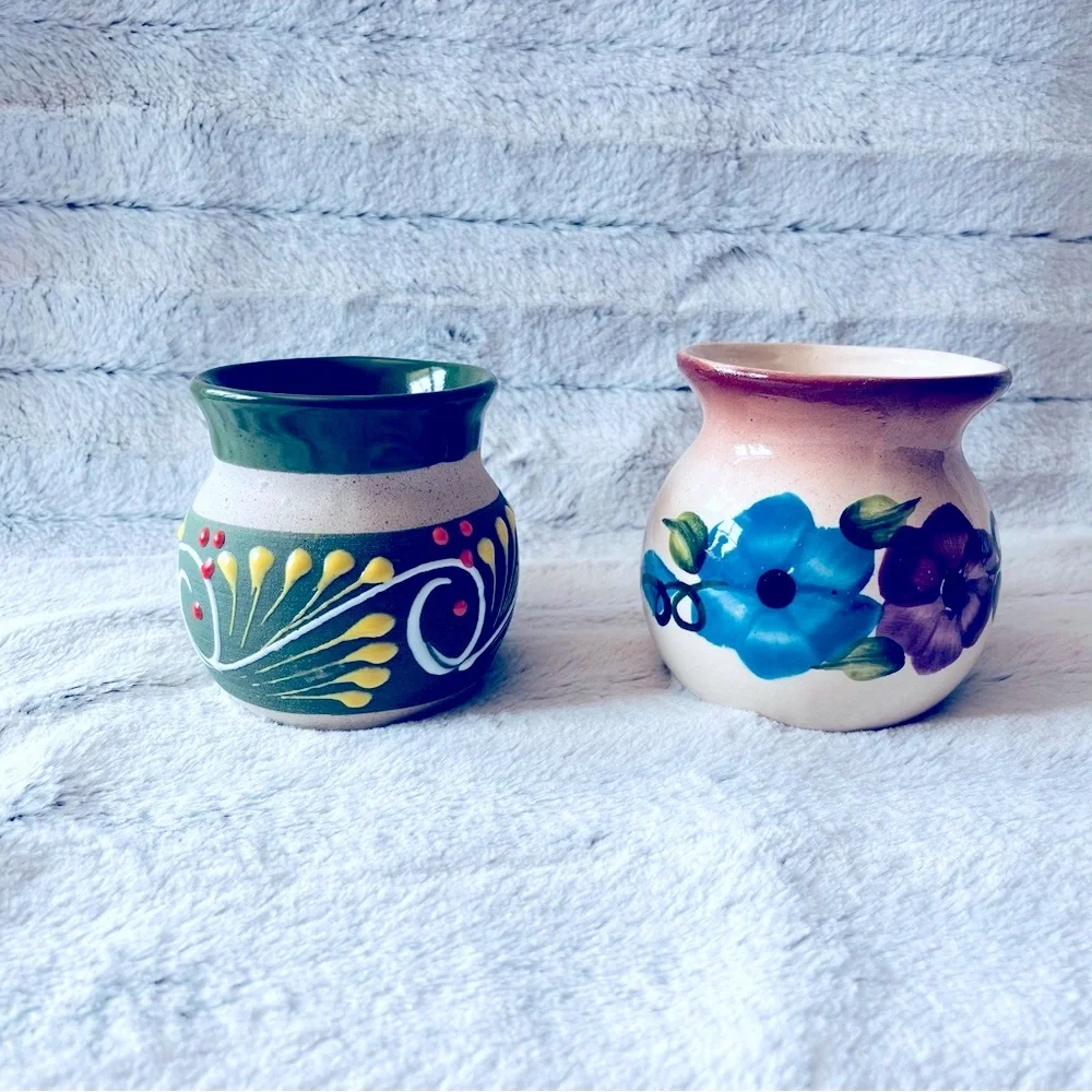 Hand painted Mexican pottery mugs